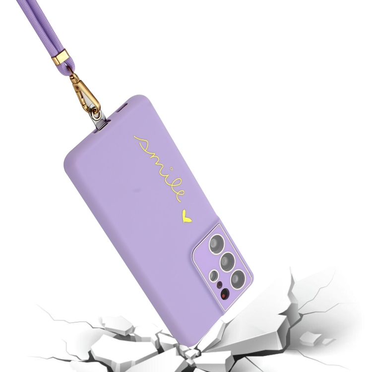 For Samsung Galaxy S21 Ultra 5G Gilding Line TPU Phone Case with Strap(Light Purple) For Samsung Galaxy S21 Ultra 5G Gilding Line TPU Phone Case with Strap(Light Purple)