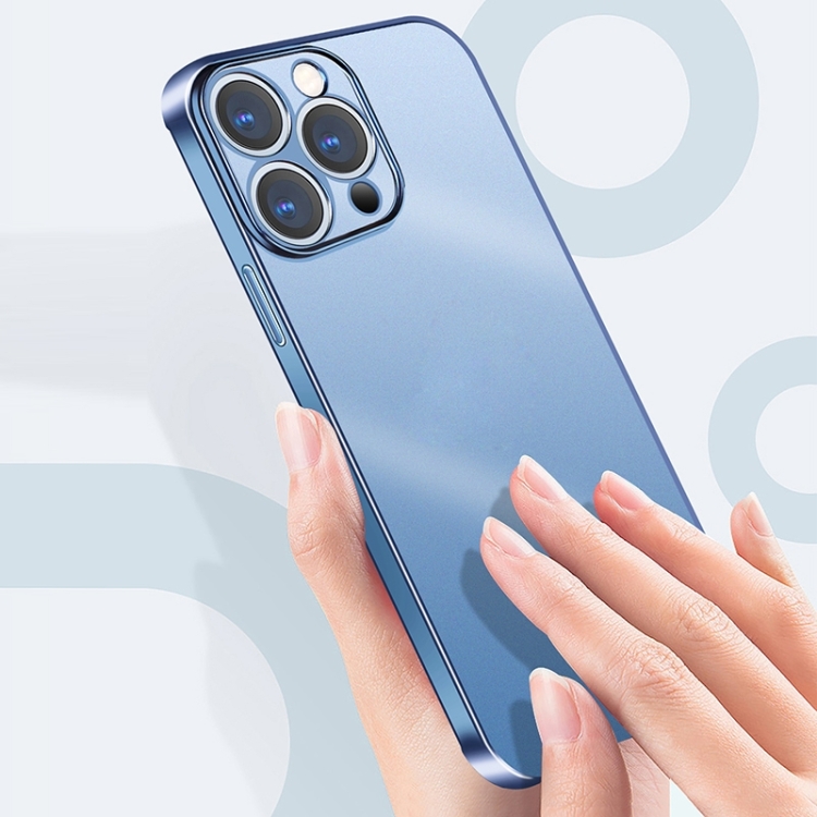 For iPhone 14 Wing Plating Translucent Frosted Phone Case (Navy Blue) For iPhone 14 Wing Plating Translucent Frosted Phone Case (Navy Blue)