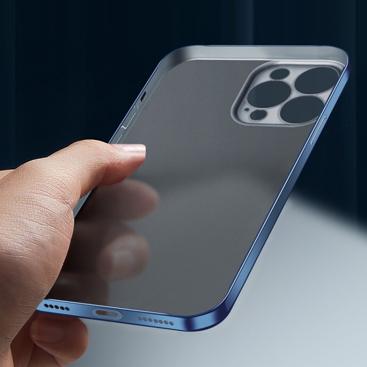For iPhone 14 Wing Plating Translucent Frosted Phone Case (Navy Blue) For iPhone 14 Wing Plating Translucent Frosted Phone Case (Navy Blue)