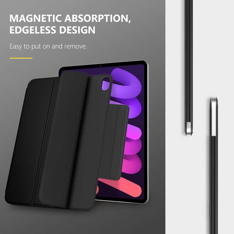 For iPad mini 6 / mini 2024 3-fold Double-sided Clip Buckle Magnetic Smart Tablet Case(Black) For iPad mini 6 / mini 2024 3-fold Double-sided Clip Buckle Magnetic Smart Tablet Case(Black)