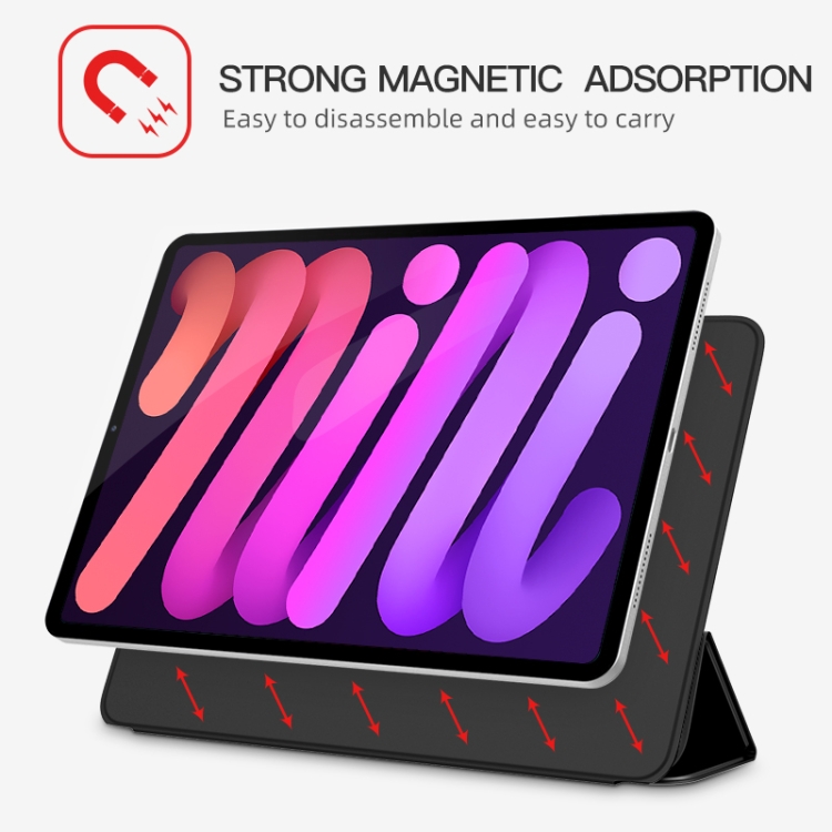 For iPad mini 6 / mini 2024 3-fold Double-sided Clip Buckle Magnetic Smart Tablet Case(Black) For iPad mini 6 / mini 2024 3-fold Double-sided Clip Buckle Magnetic Smart Tablet Case(Black)