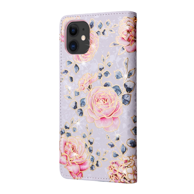 For iPhone 11 Bronzing Painting RFID Leather Case (Pastoral Rose) For iPhone 11 Bronzing Painting RFID Leather Case (Pastoral Rose)