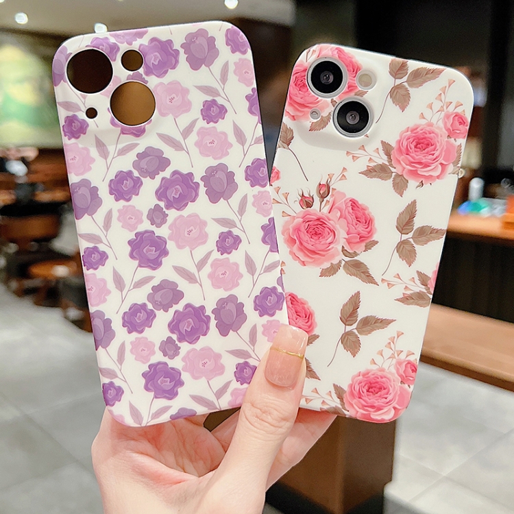For iPhone 12 Small Floral TPU Phone Case(Purple Red)