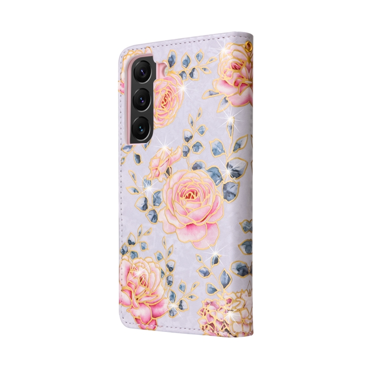 For Samsung Galaxy S22 Plus Bronzing Painting RFID Leather Case(Pastoral Rose) For Samsung Galaxy S22 Plus Bronzing Painting RFID Leather Case(Pastoral Rose)