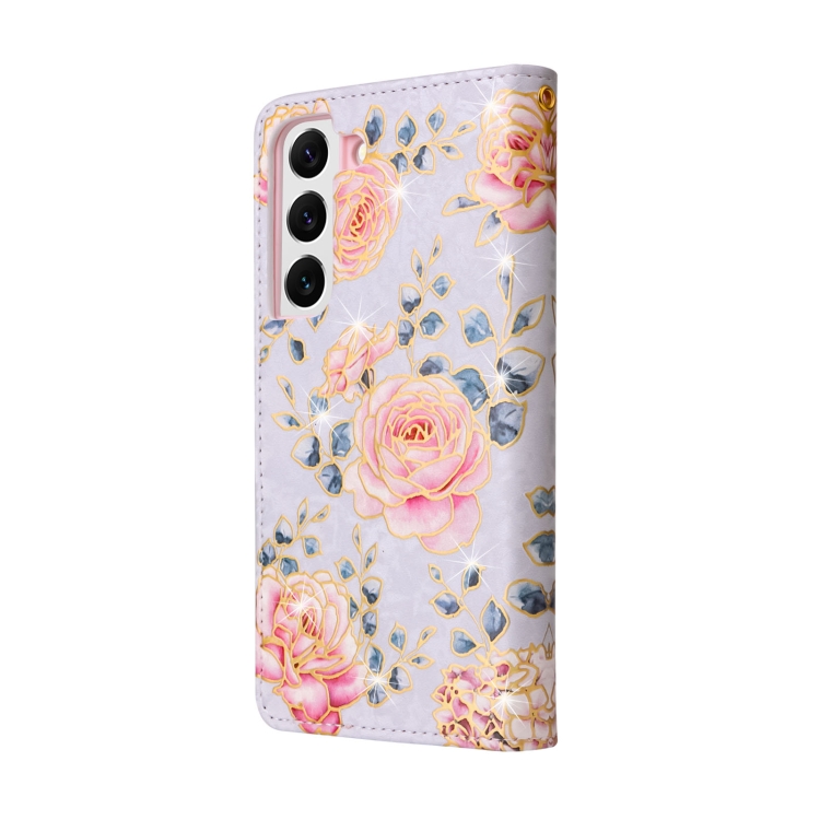 For Samsung Galaxy S22 Bronzing Painting RFID Leather Case(Pastoral Rose) For Samsung Galaxy S22 Bronzing Painting RFID Leather Case(Pastoral Rose)
