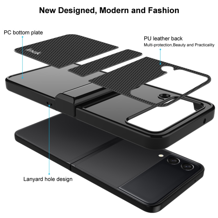 For Samsung Galaxy Z Flip4 5G IMAK Ruiyi Series Carbon Fiber PU + PC Phone Case(Black) For Samsung Galaxy Z Flip4 5G IMAK Ruiyi Series Carbon Fiber PU + PC Phone Case(Black)