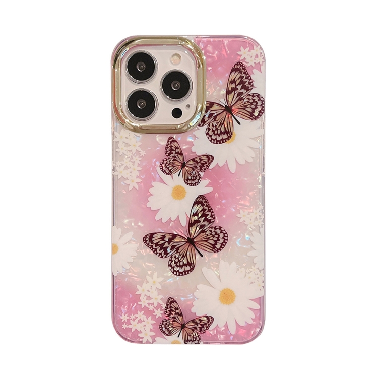 For iPhone 14 Plus Shell Texture Flower TPU Phone Case (Purple Butterfly) For iPhone 14 Plus Shell Texture Flower TPU Phone Case (Purple Butterfly)