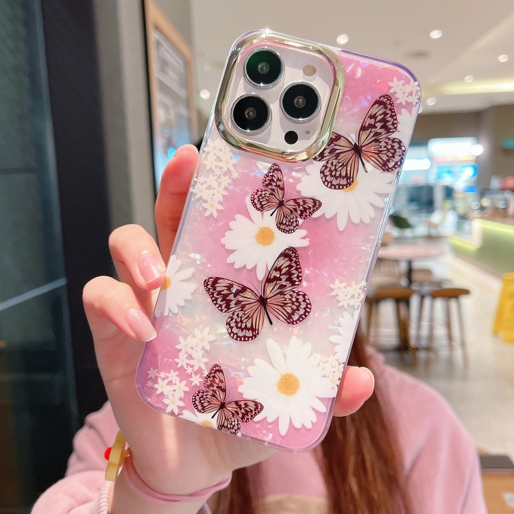 For iPhone 14 Plus Shell Texture Flower TPU Phone Case (Purple Butterfly) For iPhone 14 Plus Shell Texture Flower TPU Phone Case (Purple Butterfly)