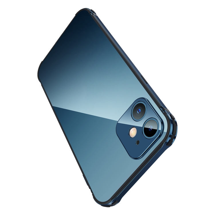 For iPhone 12 Stainless Steel+TPU Metal Transparent Phone Case(Sea Blue) For iPhone 12 Stainless Steel+TPU Metal Transparent Phone Case(Sea Blue)