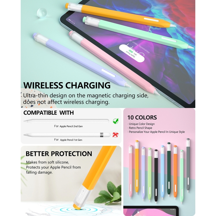 Stylus Jelly Silicone Protective Cover Short Set For Apple Pencil 2(Orange) Stylus Jelly Silicone Protective Cover Short Set For Apple Pencil 2(Orange)