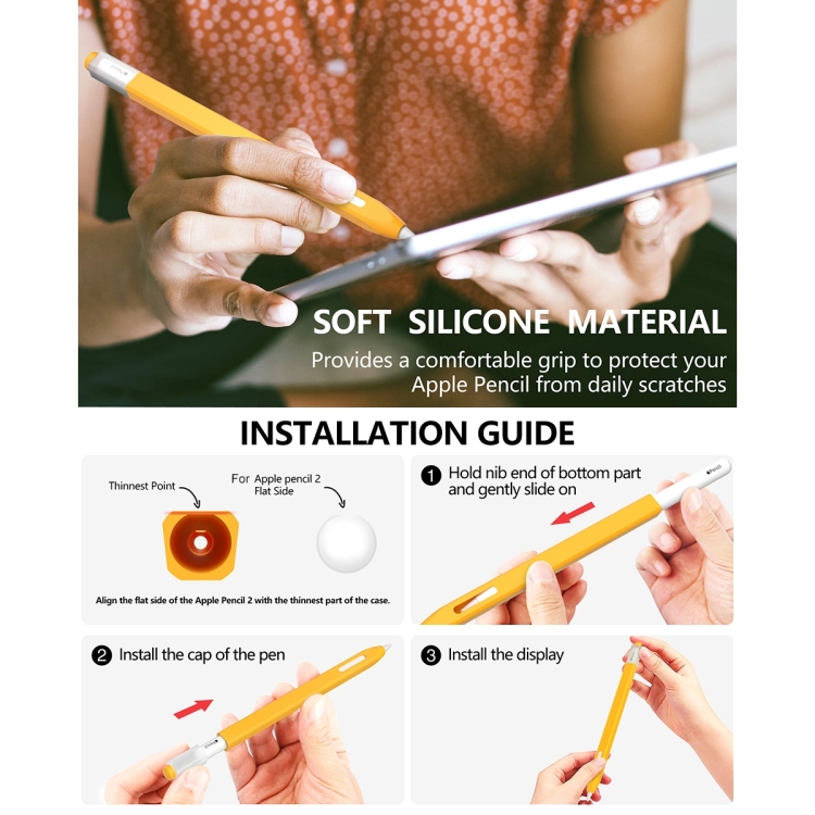 Stylus Jelly Silicone Protective Cover Short Set For Apple Pencil 2(Orange) Stylus Jelly Silicone Protective Cover Short Set For Apple Pencil 2(Orange)