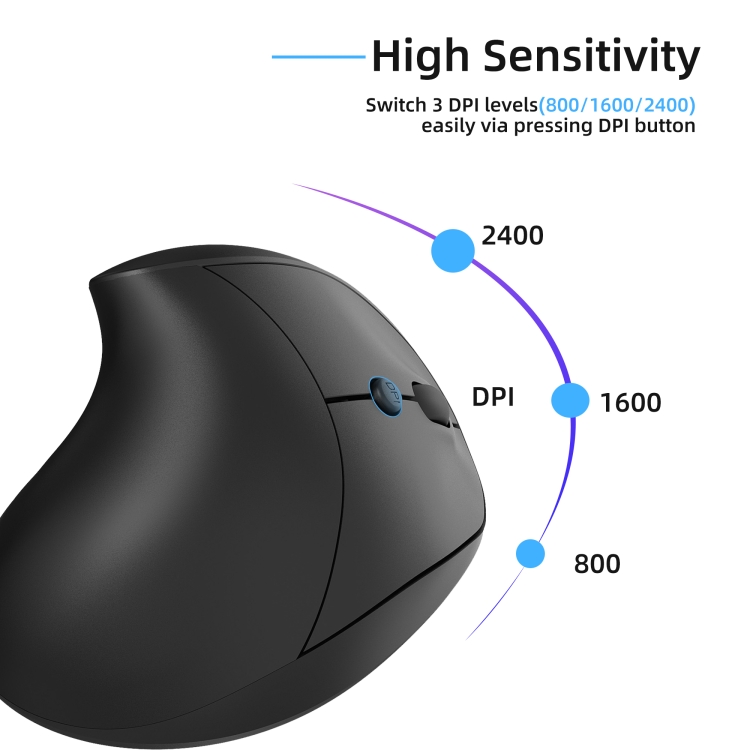 X10 2.4G Wireless Vertical Ergonomic Gaming Mouse(Black) - 3