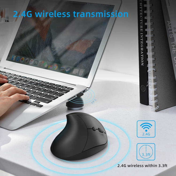 X10 2.4G Wireless Vertical Ergonomic Gaming Mouse(Black) - 6