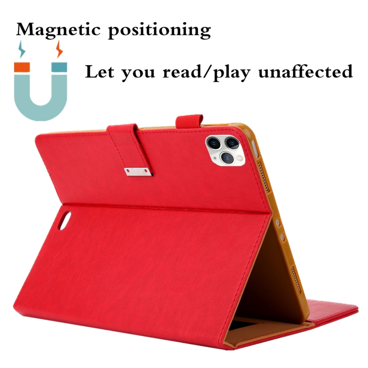 For iPad Pro 11 (2020) & (2018) Small Metal Button Magnetic Attraction Tablet PC Protective Leather Case with Deformable Bracket & Handle & Card Slots & Pen Slot & Sleep / Wake-up Function(Red) For iPad Pro 11 (2020) & (2018) Small Metal Button Magnetic Attraction Tablet PC Protective Leather Case with Deformable Bracket & Handle & Card Slots & Pen Slot & Sleep / Wake-up Function(Red)
