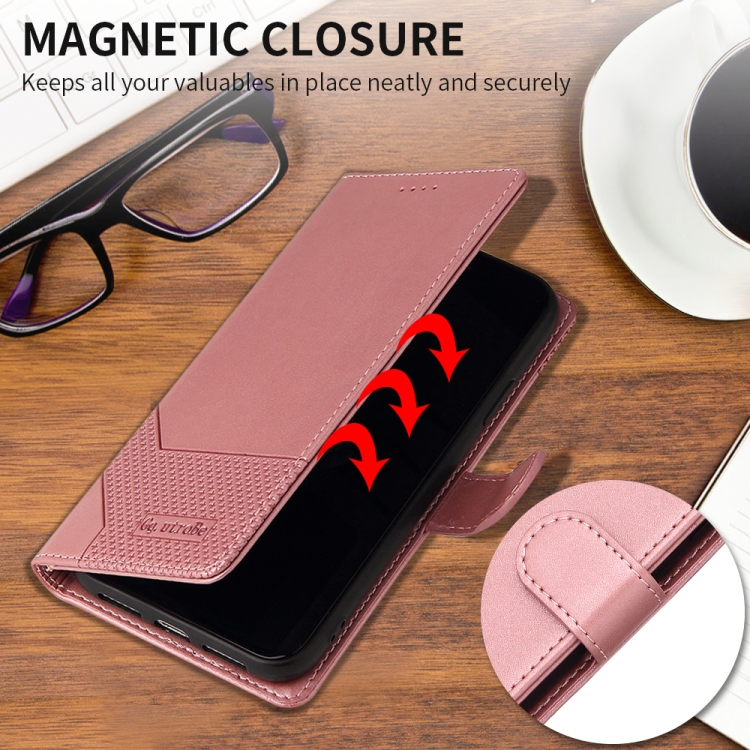 For Samsung Galaxy S21 5G GQUTROBE Skin Feel Magnetic Leather Phone Case(Rose Gold) For Samsung Galaxy S21 5G GQUTROBE Skin Feel Magnetic Leather Phone Case(Rose Gold)