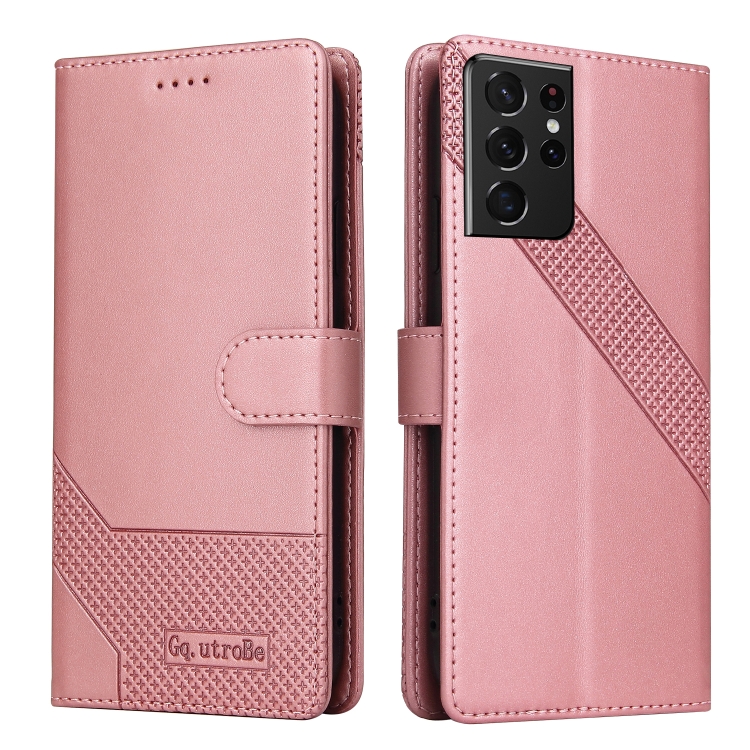 For Samsung Galaxy S21 Ultra 5G GQUTROBE Skin Feel Magnetic Leather Phone Case(Rose Gold) For Samsung Galaxy S21 Ultra 5G GQUTROBE Skin Feel Magnetic Leather Phone Case(Rose Gold)