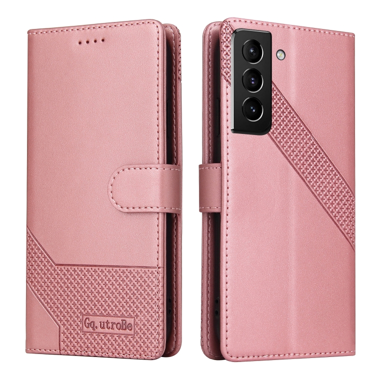 For Samsung Galaxy S22 5G GQUTROBE Skin Feel Magnetic Leather Phone Case(Rose Gold)