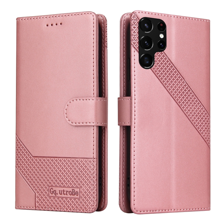 For Samsung Galaxy S22 Ultra 5G GQUTROBE Skin Feel Magnetic Leather Phone Case(Rose Gold) For Samsung Galaxy S22 Ultra 5G GQUTROBE Skin Feel Magnetic Leather Phone Case(Rose Gold)
