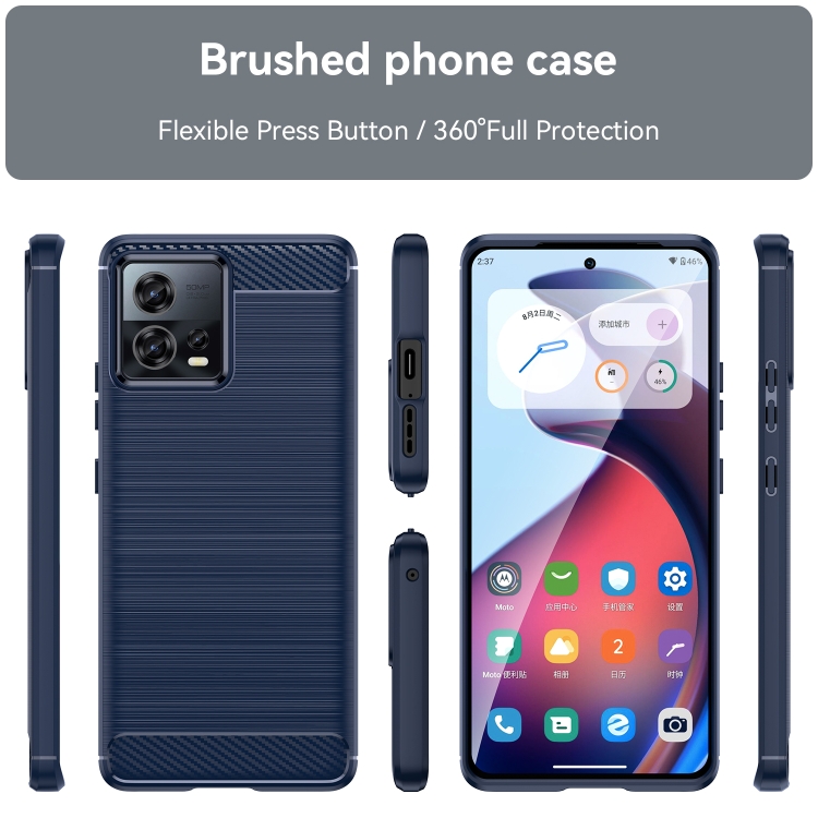 Para Motorola Moto G84 Funda de teléfono TPU de fibra de carbono con  textura cepillada (azul)