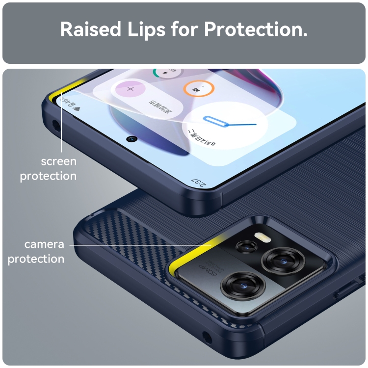 Para Motorola Moto G84 Funda de teléfono TPU de fibra de carbono con  textura cepillada (azul)