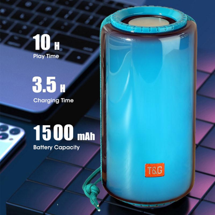 T&G TG639 10W Portable LED Light TWS Wireless Bluetooth Speaker(Light Blue)
