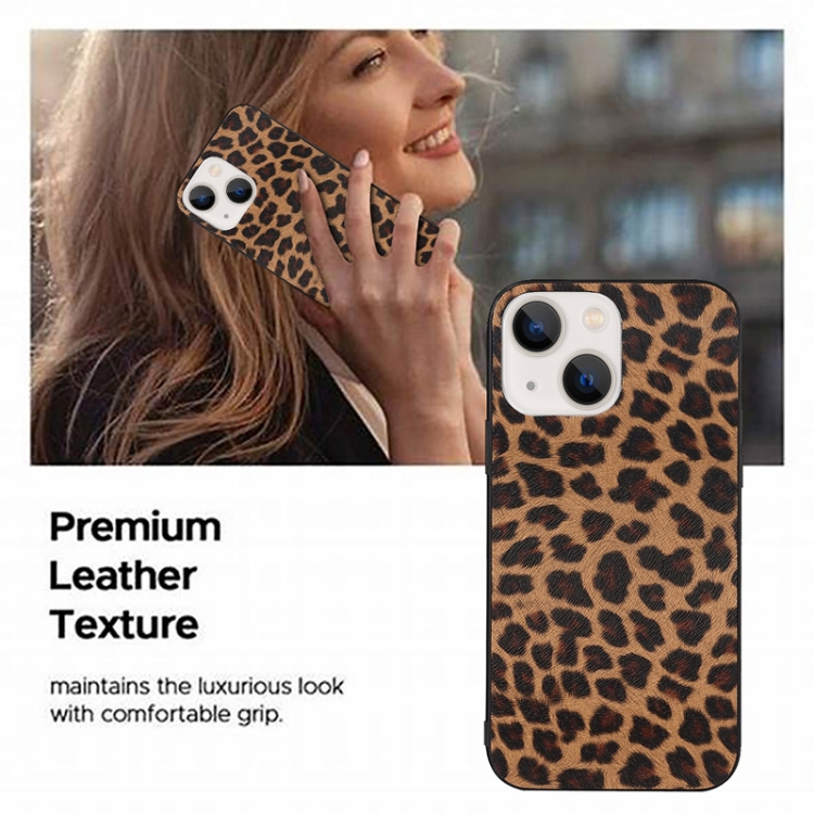 For iPhone 14 TPU Leather Phone Case (Yellow Leopard Texture) For iPhone 14 TPU Leather Phone Case (Yellow Leopard Texture)