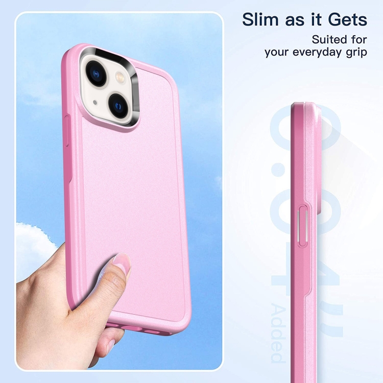 For iPhone 14 Plus Double Solid Color Armor Phone Case (Pink) For iPhone 14 Plus Double Solid Color Armor Phone Case (Pink)