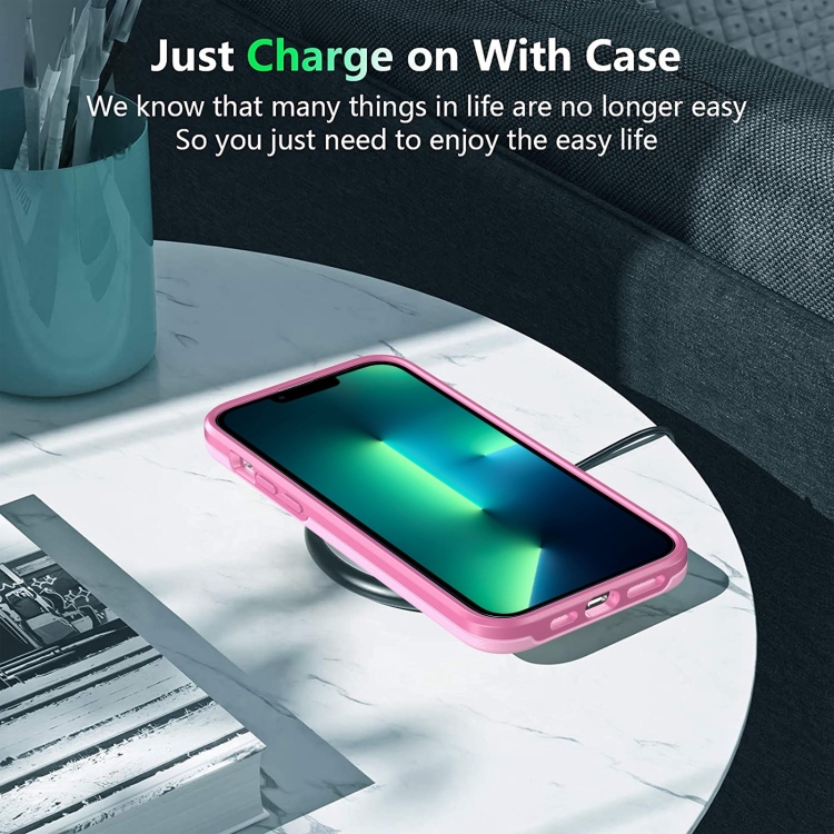 For iPhone 14 Plus Double Solid Color Armor Phone Case (Pink) For iPhone 14 Plus Double Solid Color Armor Phone Case (Pink)