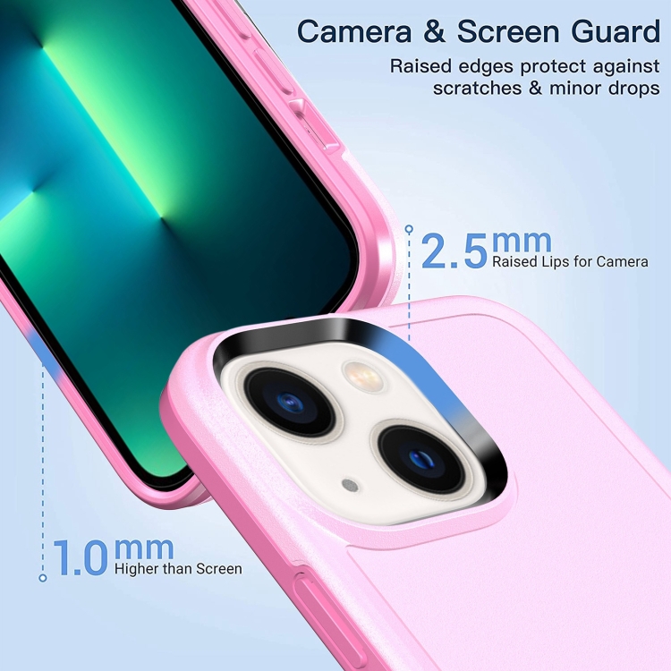 For iPhone 14 Plus Double Solid Color Armor Phone Case (Pink) For iPhone 14 Plus Double Solid Color Armor Phone Case (Pink)