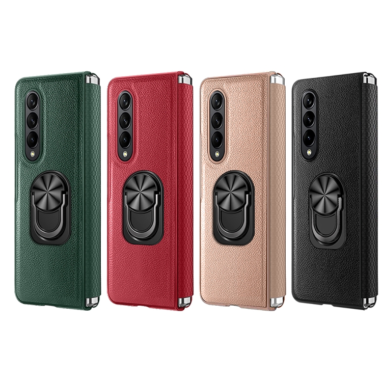 For Samsung Galaxy Z Fold4 GKK Litchi Pattern Foldable Protective Phone Case with Ring Holder(Red) For Samsung Galaxy Z Fold4 GKK Litchi Pattern Foldable Protective Phone Case with Ring Holder(Red)