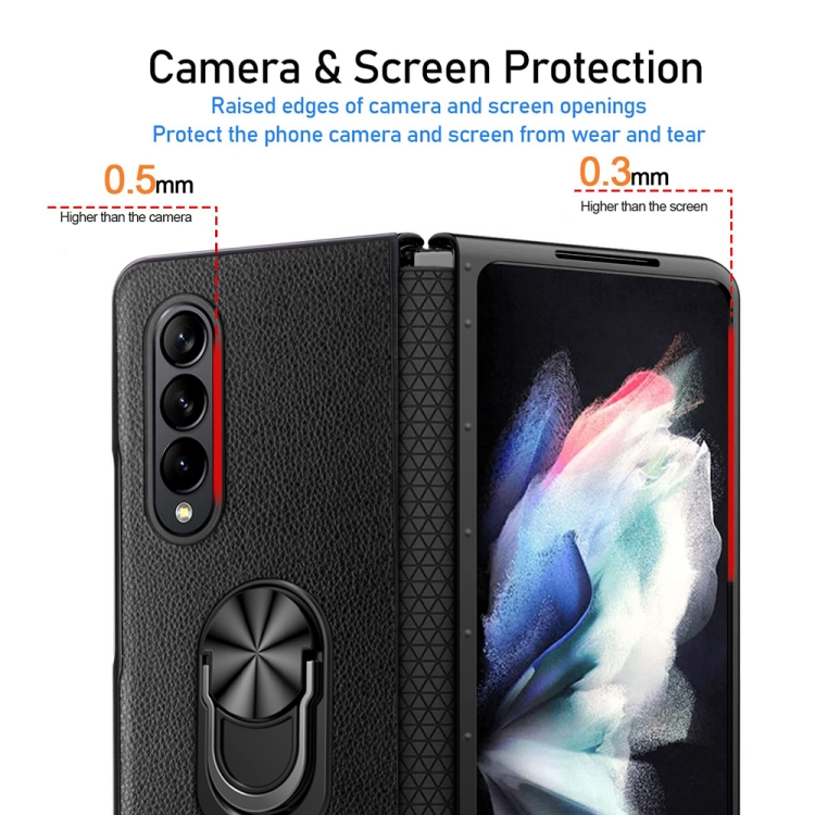 For Samsung Galaxy Z Fold4 GKK Litchi Pattern Foldable Protective Phone Case with Ring Holder(Red) For Samsung Galaxy Z Fold4 GKK Litchi Pattern Foldable Protective Phone Case with Ring Holder(Red)