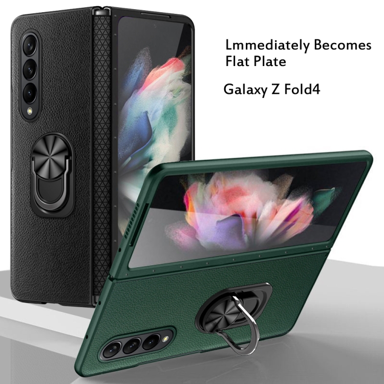 For Samsung Galaxy Z Fold4 GKK Litchi Pattern Foldable Protective Phone Case with Ring Holder(Red) For Samsung Galaxy Z Fold4 GKK Litchi Pattern Foldable Protective Phone Case with Ring Holder(Red)