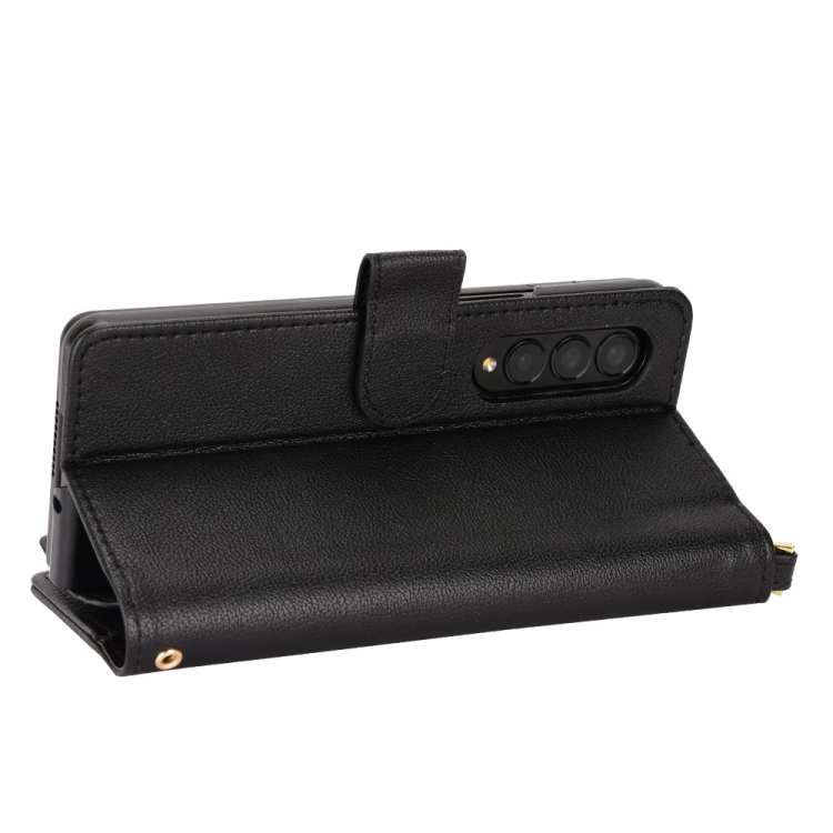 For Samsung Galaxy Z Fold4 5G Litchi Texture Zipper Leather Phone Case(Black)