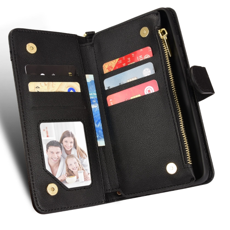 For Samsung Galaxy Z Fold4 5G Litchi Texture Zipper Leather Phone Case(Black)