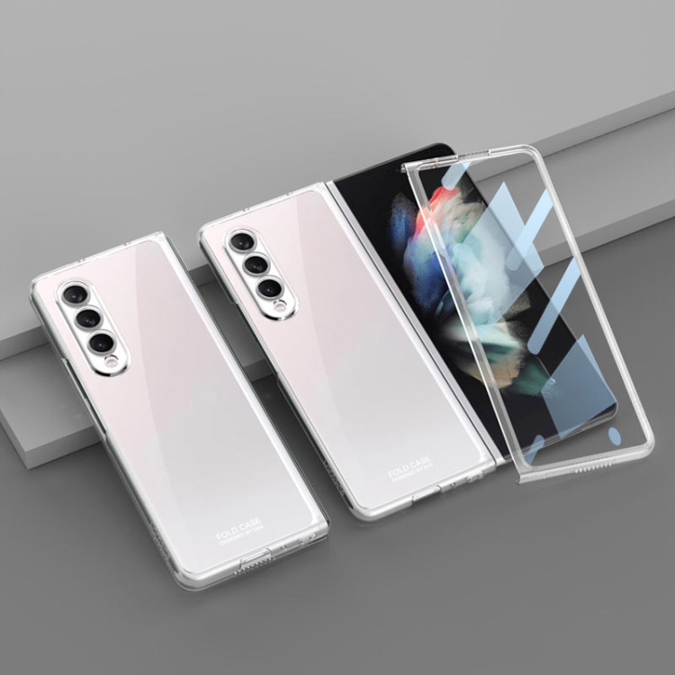 For Samsung Galaxy Z Fold4 GKK Integrated Electroplating + Glass Full Coverage Phone Case(Transparent) For Samsung Galaxy Z Fold4 GKK Integrated Electroplating + Glass Full Coverage Phone Case(Transparent)
