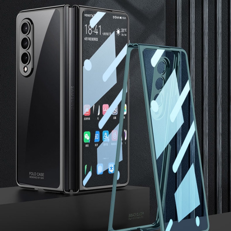 For Samsung Galaxy Z Fold4 GKK Integrated Electroplating + Glass Full Coverage Phone Case(Transparent) For Samsung Galaxy Z Fold4 GKK Integrated Electroplating + Glass Full Coverage Phone Case(Transparent)