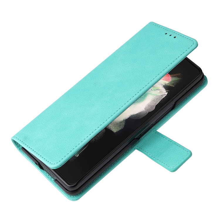 For Samsung Galaxy Z Fold4 Lambskin Flip Leather Phone Case with Pen Slot(Mint Blue) For Samsung Galaxy Z Fold4 Lambskin Flip Leather Phone Case with Pen Slot(Mint Blue)