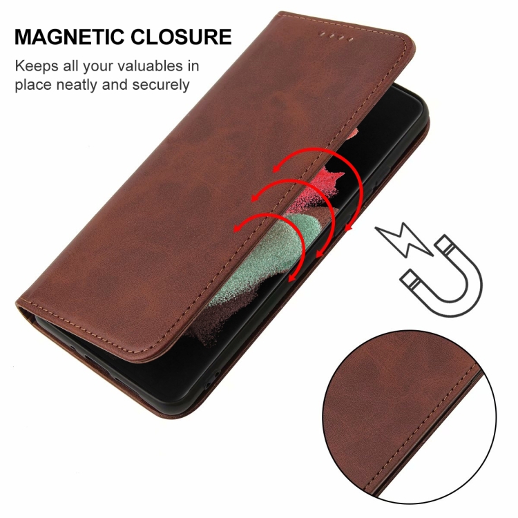 For Samsung Galaxy S21 Ultra 5G Magnetic Closure Leather Phone Case(Brown) For Samsung Galaxy S21 Ultra 5G Magnetic Closure Leather Phone Case(Brown)