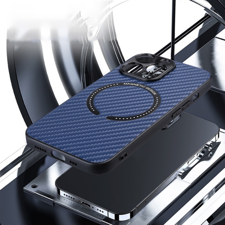 For iPhone 11 Carbon Fiber Texture MagSafe Magnetic Phone Case (Blue) For iPhone 11 Carbon Fiber Texture MagSafe Magnetic Phone Case (Blue)