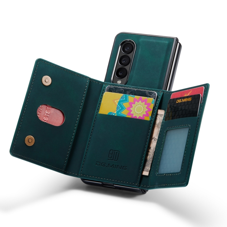 For Samsung Galaxy Z Fold4 DG.MING M2 Series 3-Fold Multi Card Bag Phone Case(Green) For Samsung Galaxy Z Fold4 DG.MING M2 Series 3-Fold Multi Card Bag Phone Case(Green)