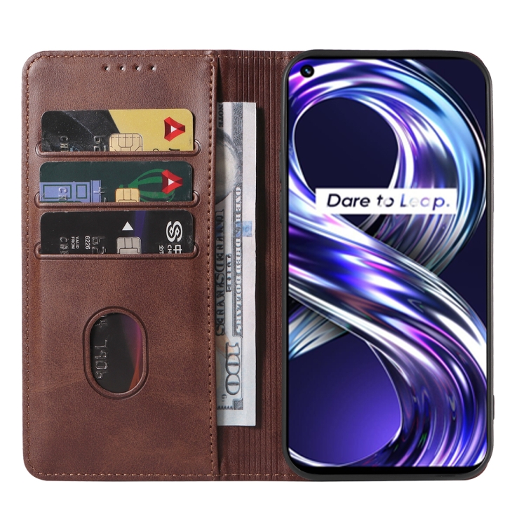 Custodia A Portafoglio In Pelle PU Per Xiaomi Redmi Note 11 Pro / Note 12 Pro 4G - Marrone, Con Slot Carte E Supporto - 3