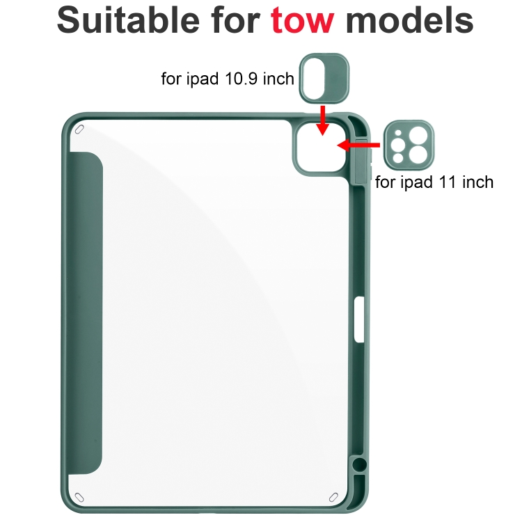 For iPad Air 13 2024 / Pro 12.9 2022 / 2021 / 2020 / 2018 Acrylic 3-folding Smart Leather Tablet Case(Dark Green) For iPad Air 13 2024 / Pro 12.9 2022 / 2021 / 2020 / 2018 Acrylic 3-folding Smart Leather Tablet Case(Dark Green)
