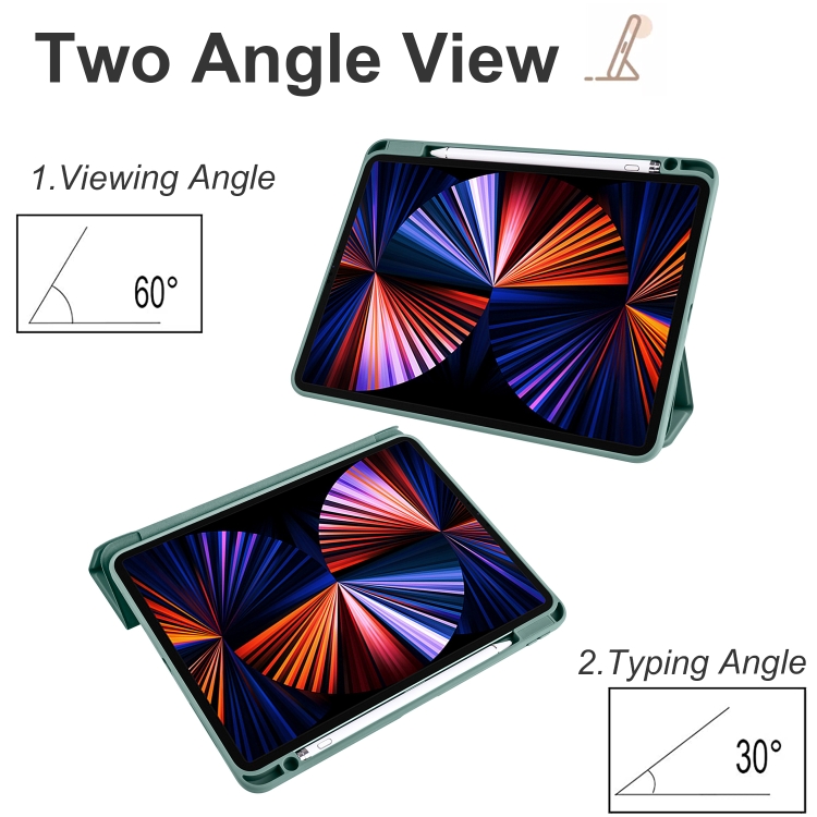 For iPad Air 13 2024 / Pro 12.9 2022 / 2021 / 2020 / 2018 Acrylic 3-folding Smart Leather Tablet Case(Dark Green) For iPad Air 13 2024 / Pro 12.9 2022 / 2021 / 2020 / 2018 Acrylic 3-folding Smart Leather Tablet Case(Dark Green)