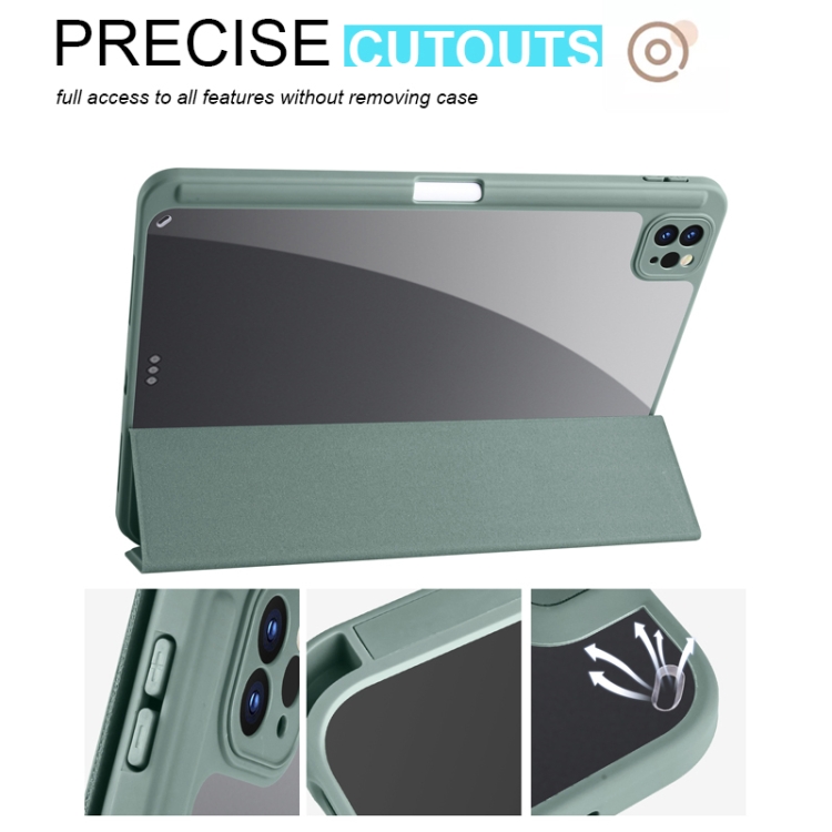 For iPad Air 13 2024 / Pro 12.9 2022 / 2021 / 2020 / 2018 Acrylic 3-folding Smart Leather Tablet Case(Dark Green) For iPad Air 13 2024 / Pro 12.9 2022 / 2021 / 2020 / 2018 Acrylic 3-folding Smart Leather Tablet Case(Dark Green)