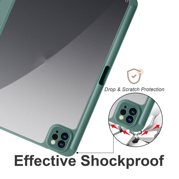 For iPad Air 13 2024 / Pro 12.9 2022 / 2021 / 2020 / 2018 Acrylic 3-folding Smart Leather Tablet Case(Dark Green) For iPad Air 13 2024 / Pro 12.9 2022 / 2021 / 2020 / 2018 Acrylic 3-folding Smart Leather Tablet Case(Dark Green)