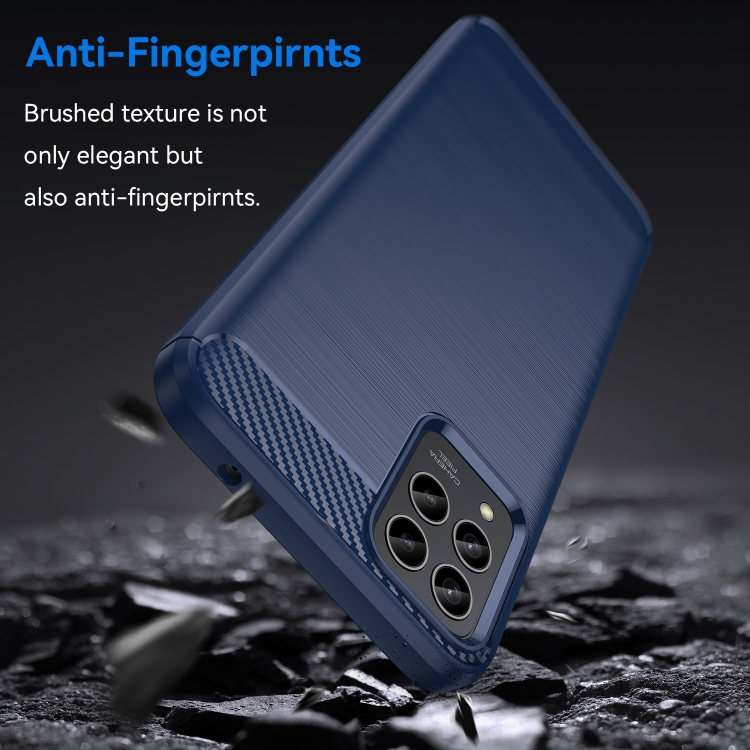 For T-Mobile REVVL 6 Pro 5G Brushed Texture Carbon Fiber TPU Phone Case(Blue) - 2