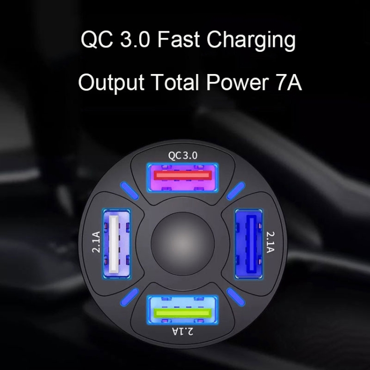 TE-094 4 in 1 Cigarette Lighter Conversion Plug Multi-function USB Car Fast Charger(Black) TE-094 4 in 1 Cigarette Lighter Conversion Plug Multi-function USB Car Fast Charger(Black)