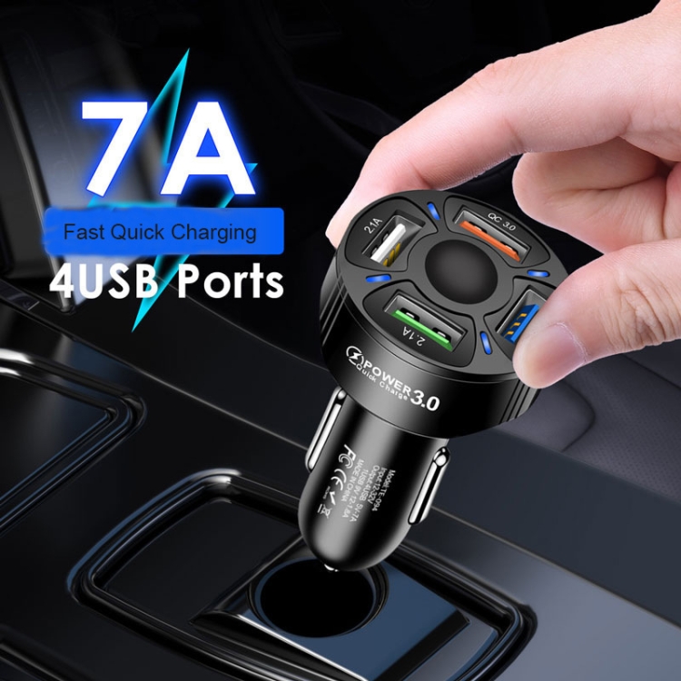 TE-094 4 in 1 Cigarette Lighter Conversion Plug Multi-function USB Car Fast Charger(Black) TE-094 4 in 1 Cigarette Lighter Conversion Plug Multi-function USB Car Fast Charger(Black)