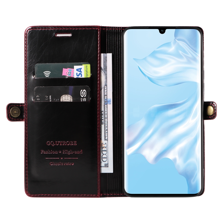 Custodia a libro realizzata in pelle con copertina magnetica per Huawei P30  Pro rosso