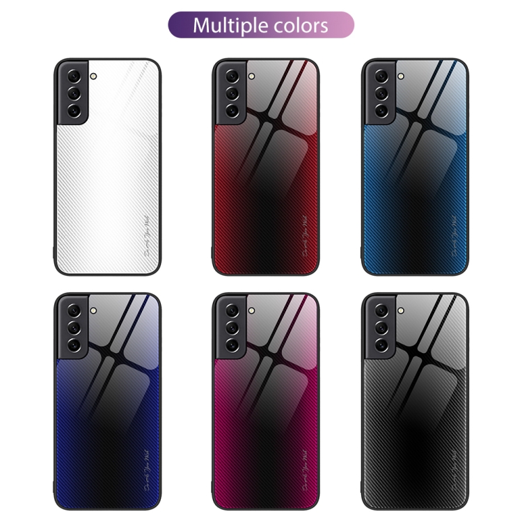 For Samsung Galaxy S21 5G Texture Gradient Glass TPU Phone Case(Red) For Samsung Galaxy S21 5G Texture Gradient Glass TPU Phone Case(Red)